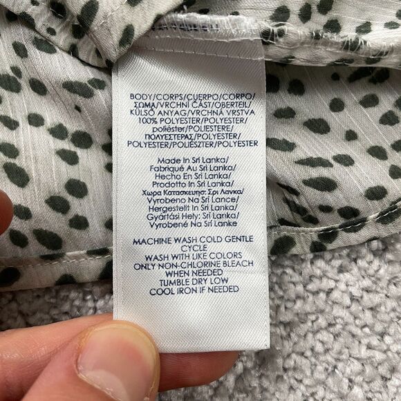 Chaps Blouse Tunic Womens 3XL Black White Polka Dot V-Neck Short Sleeve Casual - Picture 6 of 12